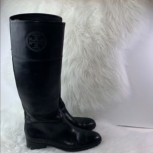 Tory Burch black leather knee high boots size 8